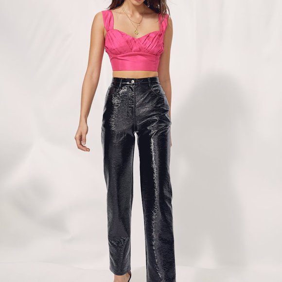 Aritzia Wilfred Rhapsody Blouse Crop Top Size 8 in Electron Fuchsia - Picture 9 of 11